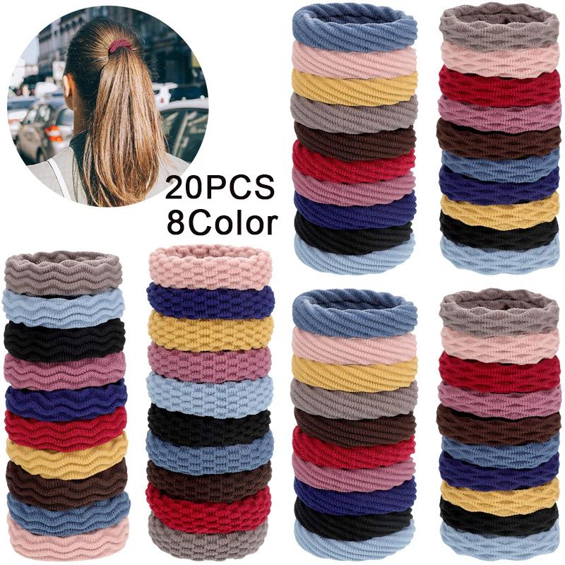 

20PCS Women Girls Basic Elastic Hair Bands Ties Scrunchie Ponytail Holder Rubber Bands Fashion Headband Hair Accessories, 20pcs navy