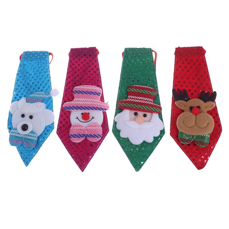 

Christmas Kids Favor Sequin Tie Santa Claus Snowman Reindeer Bear Christmas Decoration For Home Xmas Kids Toy Ornaments