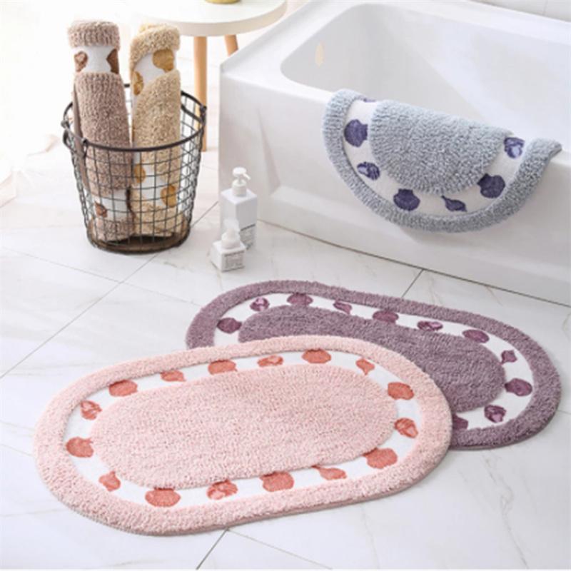

Bath Mats Oval Shape Bathroom Carpet Microfiber Bathtub Side Floor Non-Slip Toilet Rugs Doormat For Shower Tapis Salle De Bain