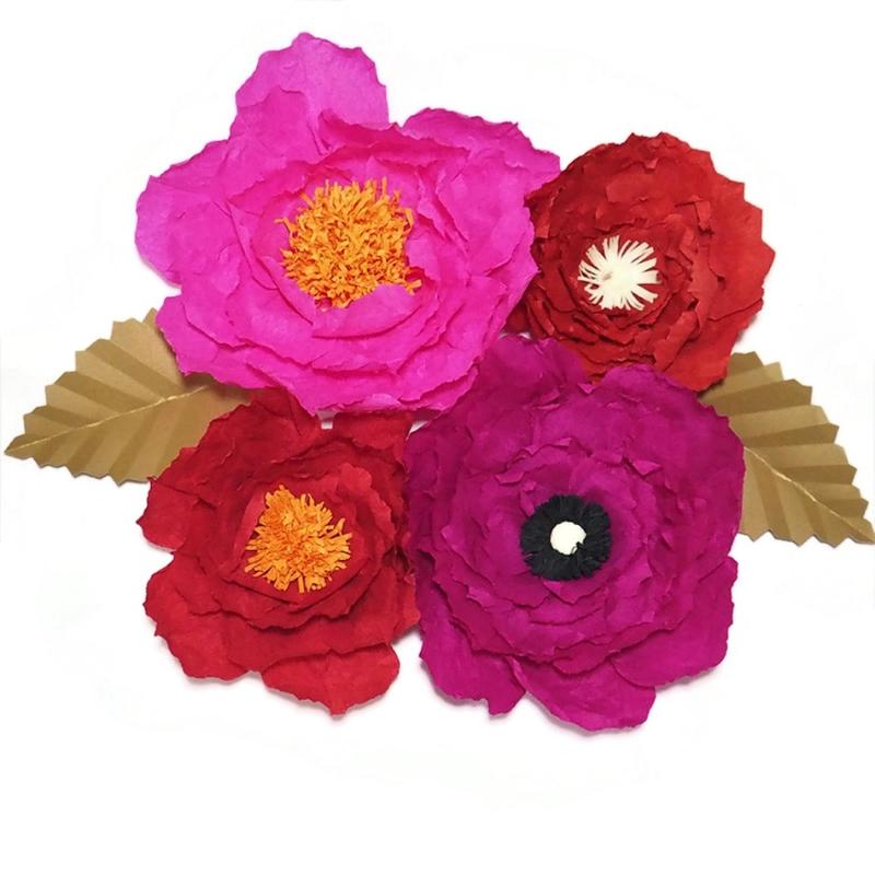 

2021 Giant Crepe Paper Artificial Flowers 4PCS For Wedding & Event Decor Baby Nursery Windows Display Handmade Crafts Customize, Color char custom