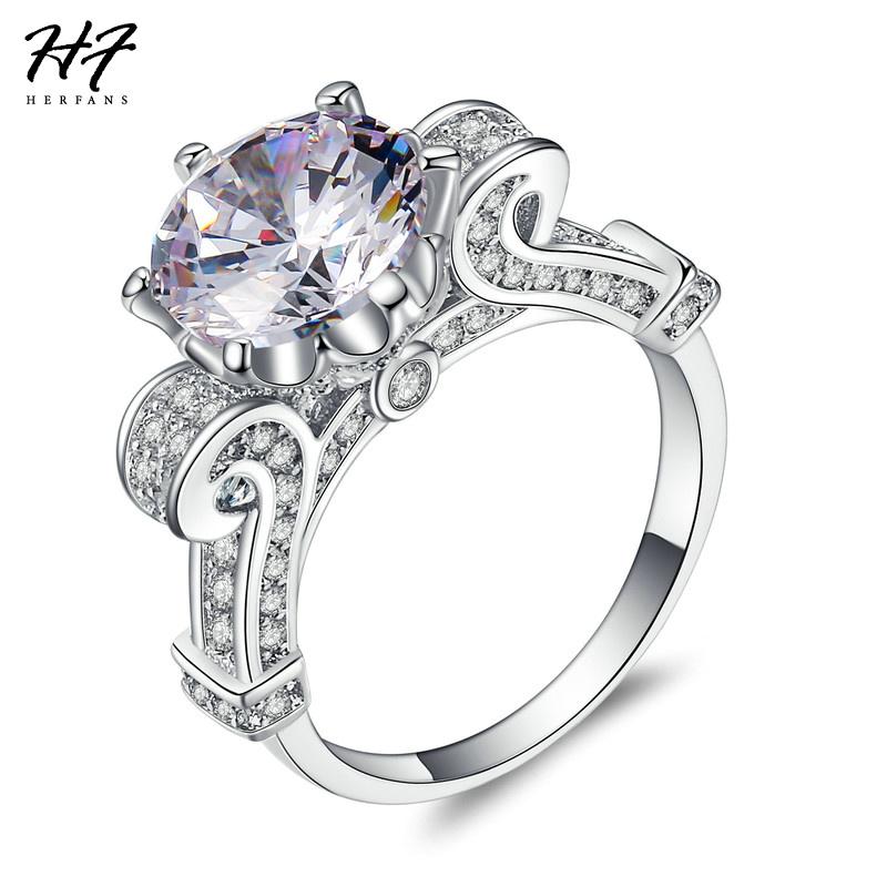 

Unique Luxury Engagement Flower Rings For Women + Cubic Zirconia White Gold Color Fashion Xmas Jewelry DD007