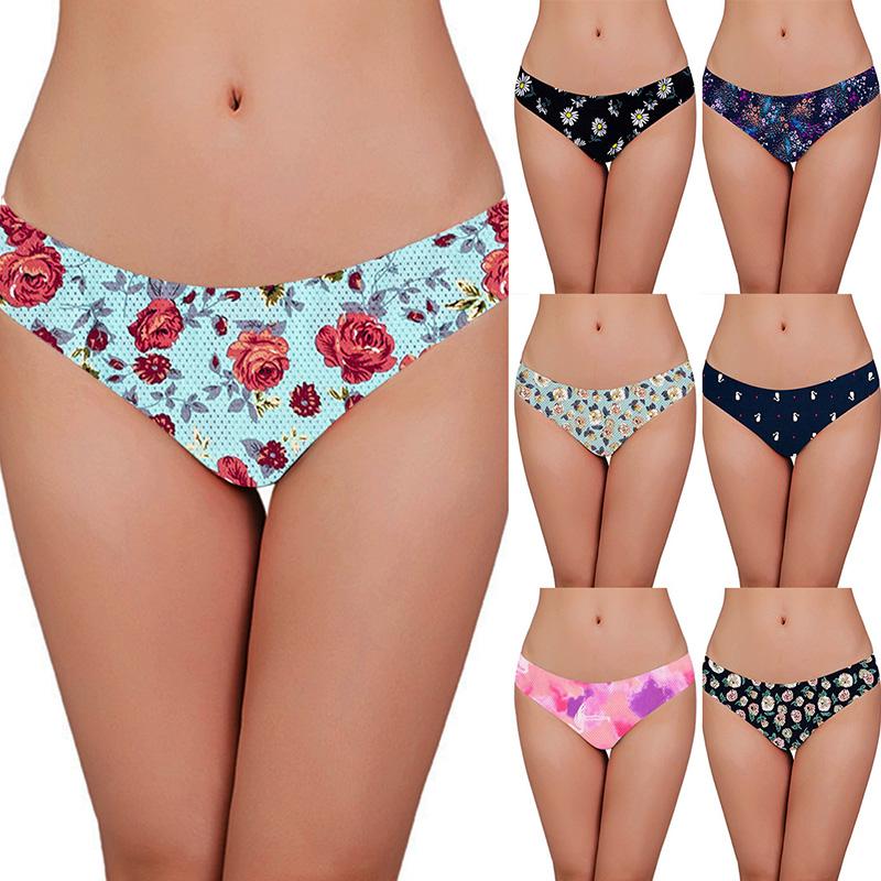 

Breathable Panties Women Plus Size Panties Sexy Lowe-Rise Underwear Women Flower Print Seamless Briefs