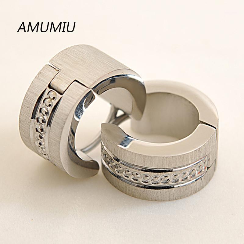 

Stud AMUMIU Fashion Jewelry! Men Earrings 316L Stainless Steel Small Circle Punk Biker Accessory Wholesale KE0091