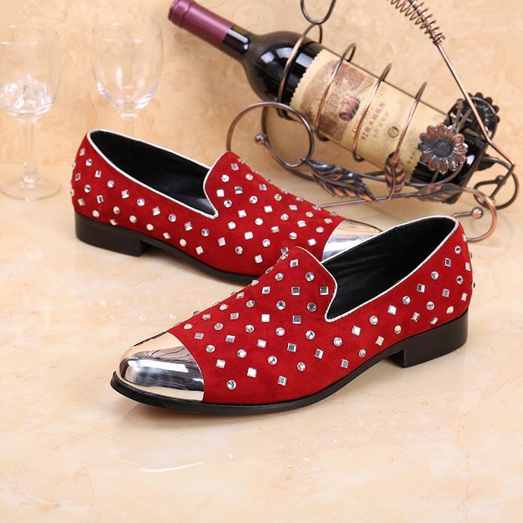 

Chaussure Homme Genuine Leather Red Black Wedding Classic Italian Shoes Iron Round Toe Diamond Shoes Men Luxury Mens Loafers1, As picture