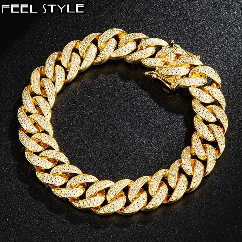 

Hip Hop 13MM CZ Bling Iced Out Cubic Zirconia Geometric Cuban Miami Chain Bracelets For Men Jewelry1