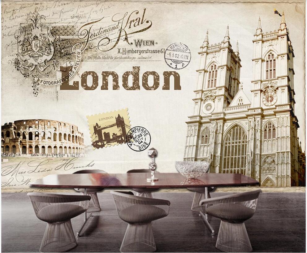 

3d wallpaper custom photo British style retro Paris London church background home decor 3d wall murals wallpaper for walls 3 d living room, Non-woven wallpaper