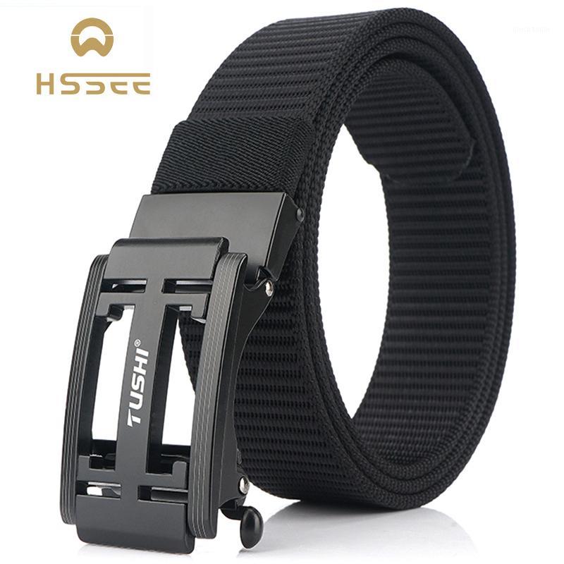 

HSSEE Official Genuine 2020 Mens Tactical Belt New Technology Automatic Buckle 3mm Soft Nylon Outdoor Sports Belt1, Red