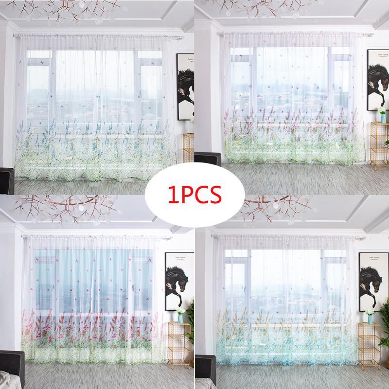 

Country Style Fresh Butterfly Curtain MeshTree Sheer Curtain Tulle Window Voile Drape Valance Panel Fabric Soft Door #451, White