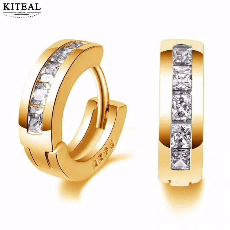 

KITEAL New Gold/Silver Colour Inlay Shine Crystal Small Circle Fashion Charm Hoop Earrings For Women Bijoux