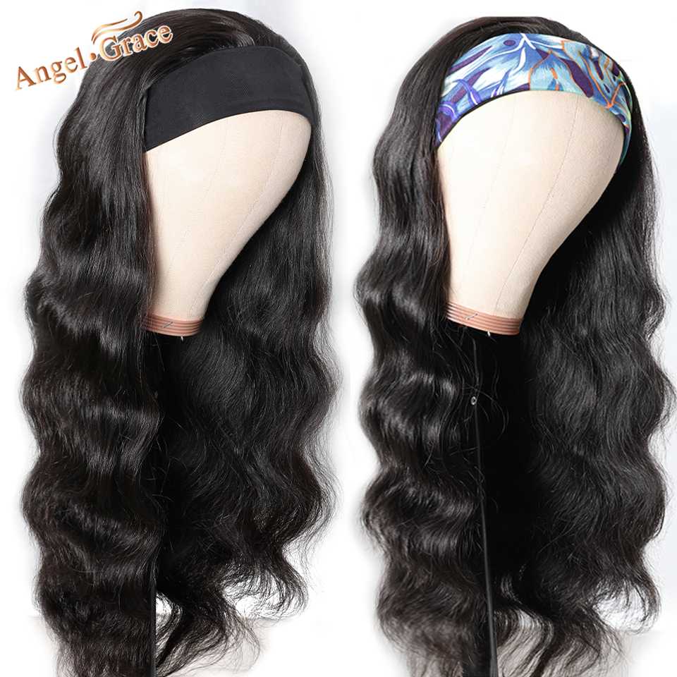 

Angel Grace Headband Body Wave 100% Human Hair Wig Brazilian Body Wave Free Part wigs Lace Closure Wig, As pic