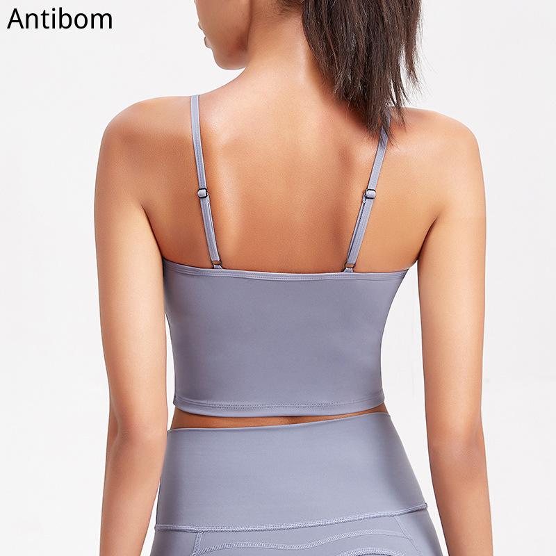 

Antibom Sports Bra Women Yoga Crop Top Shockproof Push Up Underwear Fitness Athletic Vest Gym Sport Sportswear Push Padded Tops, Black