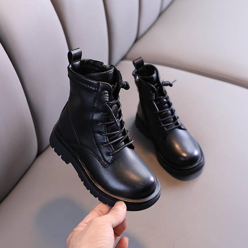 

2020 new Winter Boutique kids boots designer kids shoes Genuine Leather Martin boots boys boots boys shoes girls shoes ankle boot, Black