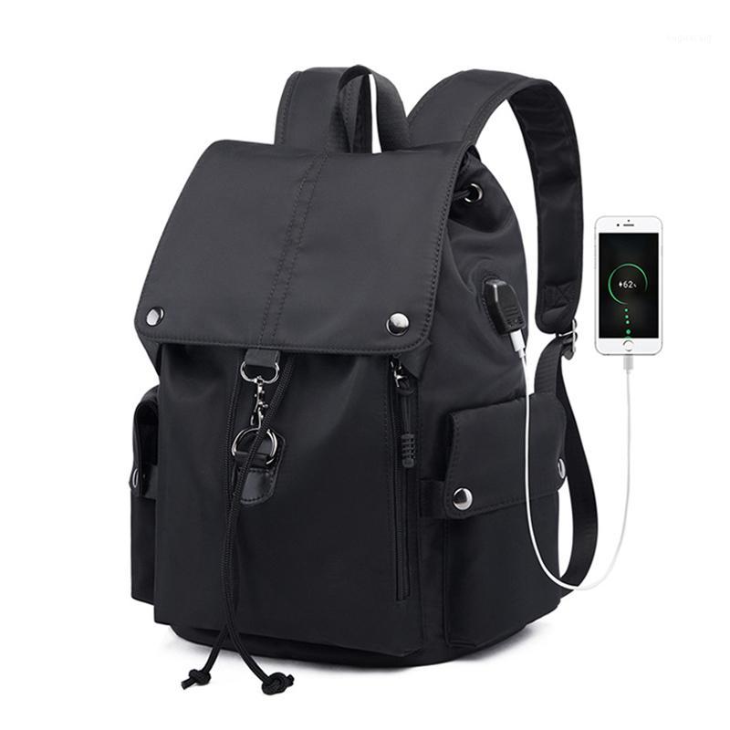 

New Leisure Woman's Nylon Backpack Female Travel Bagpack Waterproof Student School Bag Unisex USB Charging Black Pink Backpacks1