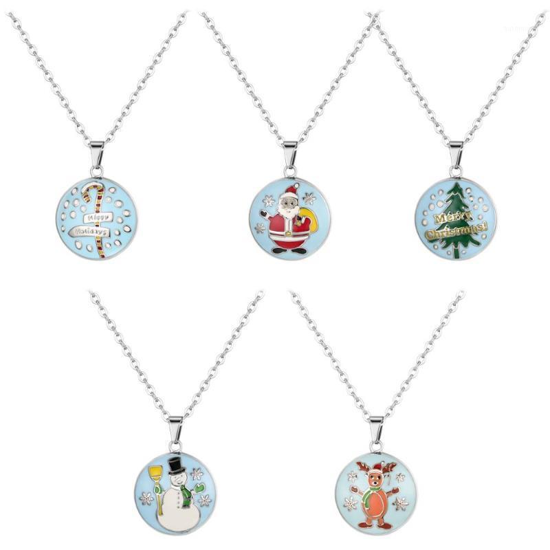 

BONISKISS New Fashion Christmas Necklace Christmas tree snowflake antelope Santa Claus Necklace Gift for Man And Woman jewelry1