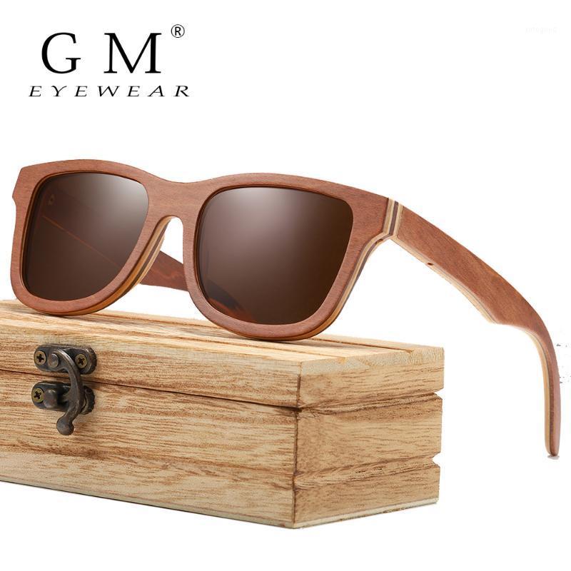 

Sunglasses GM Skateboard Wood Men Women Handmade Natural Wooden Polarized With Creative Gift Box S8321