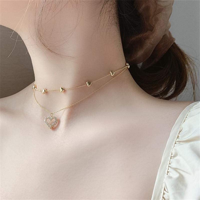 

Chains Delysia King Double Heart Necklace Temperament Fashion Accessories
