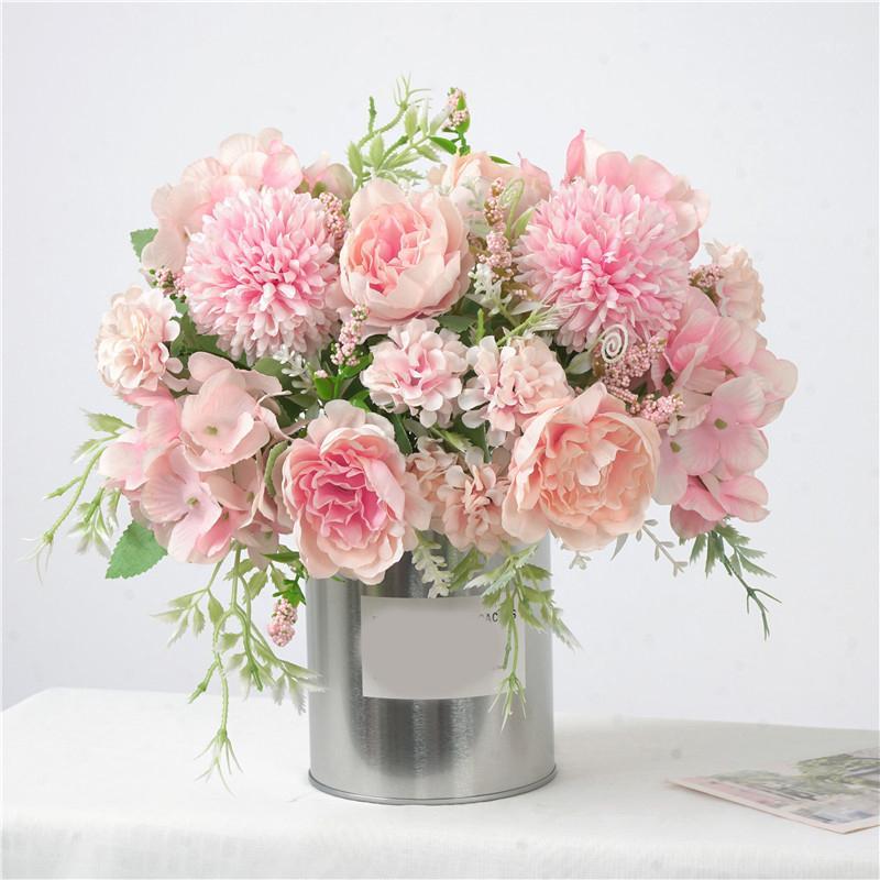 

Beautiful Peony Bridal Hand Flower Artificial Flowers 7 Heads Bouquet Silk Blooming Fake Flowers Sweet Pink Wedding Decoration1, 14