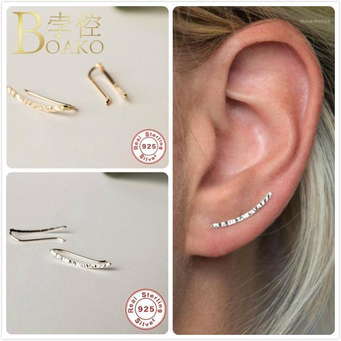 

Real 925 Silver Earrings For Women Gold Earrings Girl Gift Ear Cuff Piercing Earring Punk Female Geometric aretes Z51