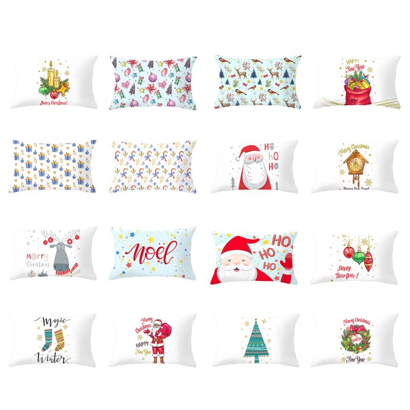 

4PCS/Set Christmas Decor Pillowcase 30x50 cm Christmas Cushion Cover For Home peach skin Pillowcase Printed Cushion Covers 2020