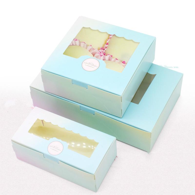 

10 Pcs Gift Paper Box With Window Birthday Wedding Party Kraft Paper Box Packaging Candy Cookies Cup Cake Gift Boxes Cardboard