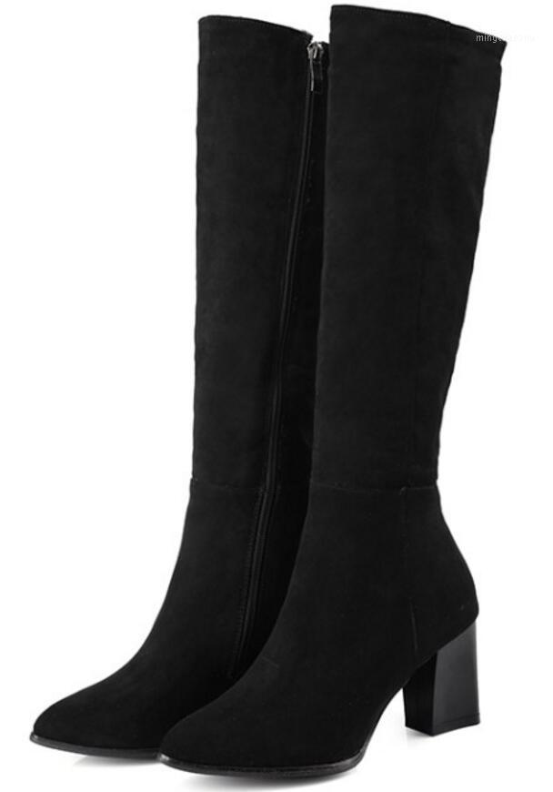 

Sapato Feminino Women Boots Knee High Ladies Gladiator Shoes Woman Chunky High Heels Chaussure Gladiator Autumn Booties XZ1816861, Black