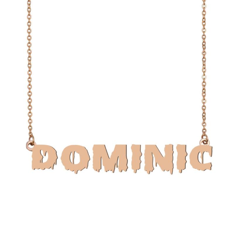 

Dominic Name Necklace , Cool Bloody Art Name Necklace for Halloween and Santa's Day Jewelry Gift for Kids Boys Girls