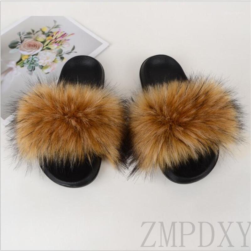 

Women Faux Fur Slides Lovely Fluffy Fake Fur Slippers Long Hair Slippers Women Solid Furry Drop Shipping Shoes1, As pic shows