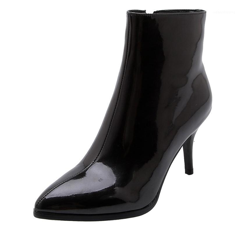 

SAGACE Women's Boots Shoes women Patent Pure Boots Women Ankle Zipper Thin Heel Casual winter female zipper Basic 2020 new1, Sl