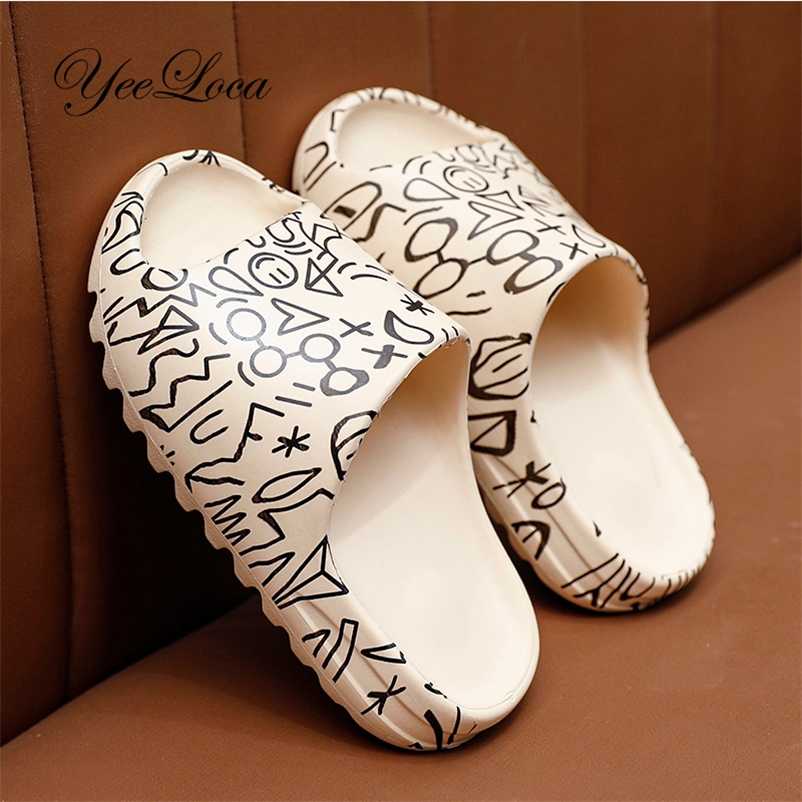 

Children Slippers Girls Summer Cute Cartoon Graffiti Beach Sandals Kids Bathroom Toddler Boys Indoor Flip Flops Baby Home Shoes 211231, Black