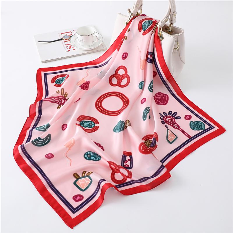

Summer Women Silk Square Scarf Print Lady Hair Foulard Female Shawl Head Wraps Designer Neckerchief Accessories