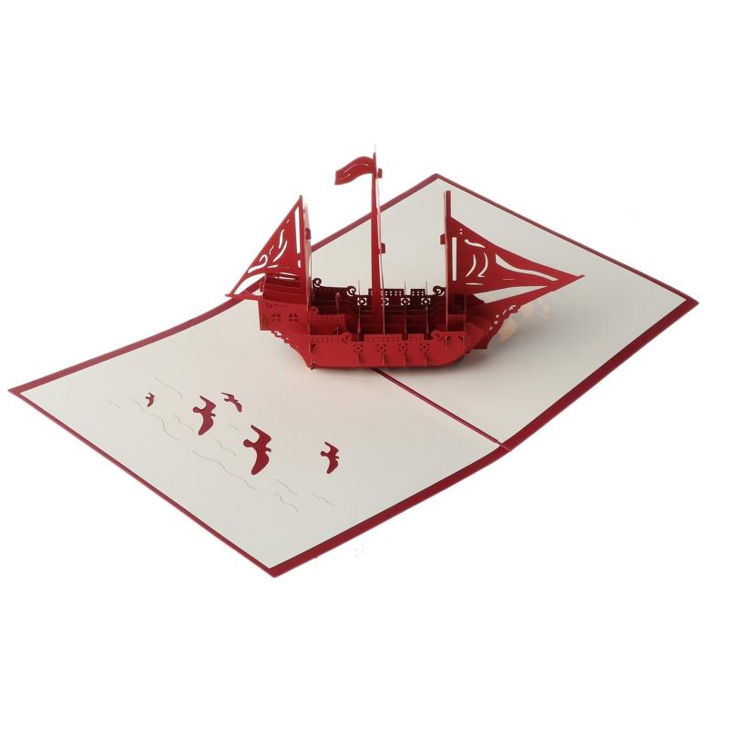 

3D Up Greeting Card Sailing Ship Christmas Birthday Thank you Valentine Card E56E