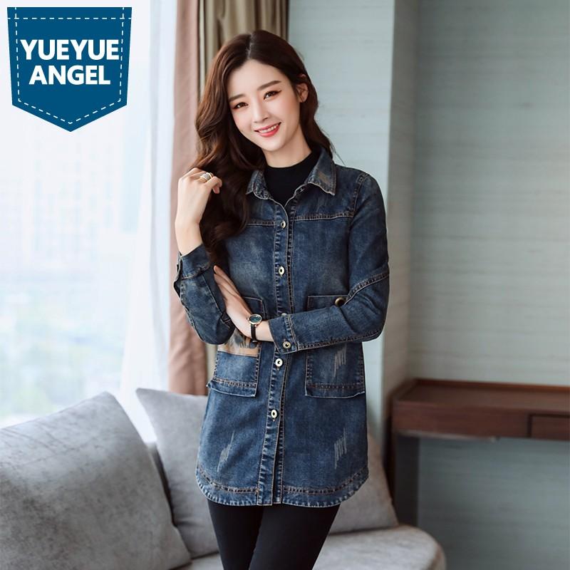 

Fashion Letter Pattern Women Denim Jacket Windbreaker Korean Slim Fit Female Big Pocket Jeans Coats Spring Autumn Outerwear, Blue