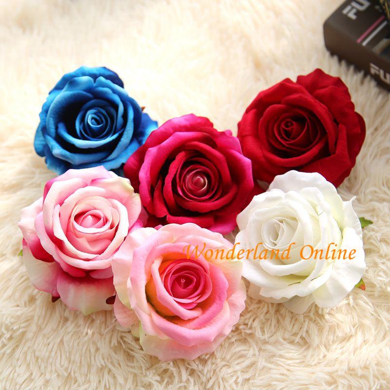 

15pcs 10cm 9 colors l flannel Valentine's Day rose flower heads for DIY wedding arch wall decoration flower bouquet festival, White