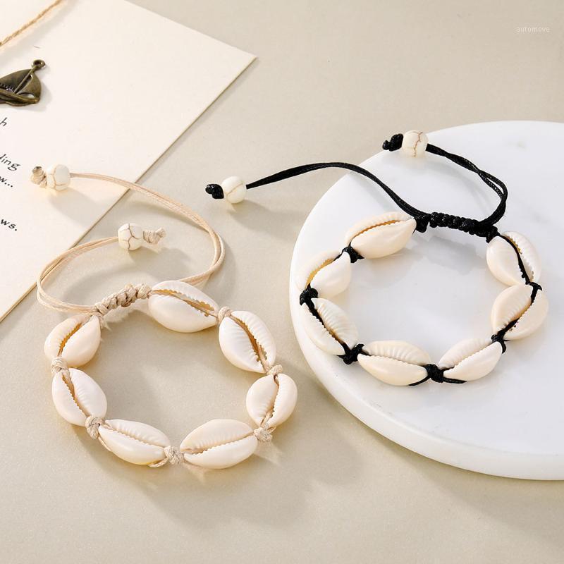 

EN Fashion Natural Seashell Rope Bracelet for Women Bohemian Vintage Handmade Gold Color Leg Bracelet Beach Jewelry enkelbandje1