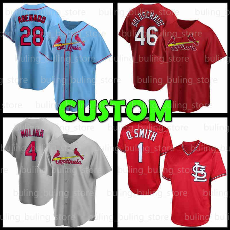 

28 Nolan Arenado Jersey Cardinal 4 Yadier Molina Custom St 46 Paul Goldschmidt Louis 1 Ozzie Smith Baseball Jerseys 13 Matt Carpenter 48 Harrison Bader 3 Dylan Carlson, Men custom (hongque-fugu)