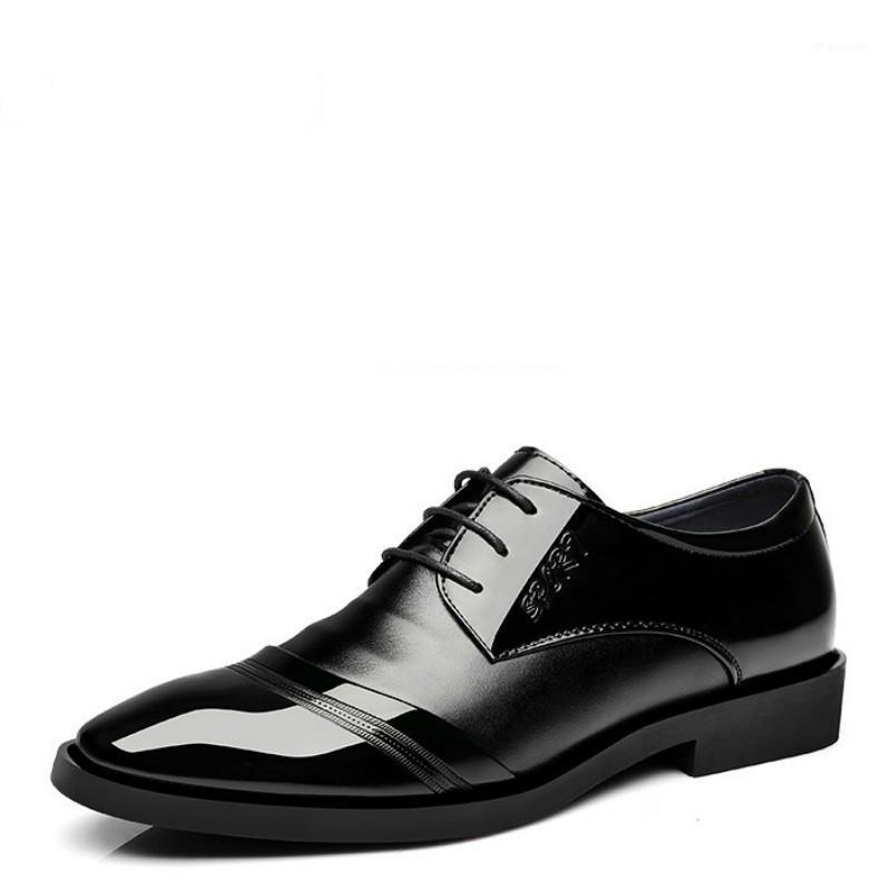 

Men Dress Shoes Black Patent Leather Male Pointed Toe Business Shoes Chaussure Homme1
