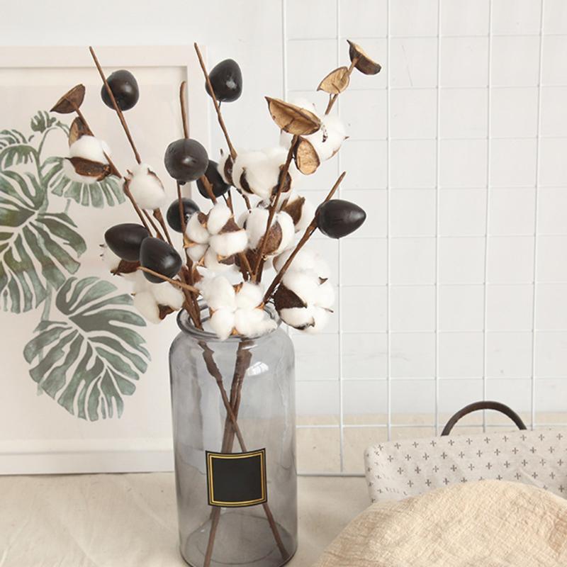 

Artificial Kapok Natural Dried Flower Branch Cotton Wedding Decoration Home Party Festival Supplies DIY Wreath Fake Floral Gift1, A2