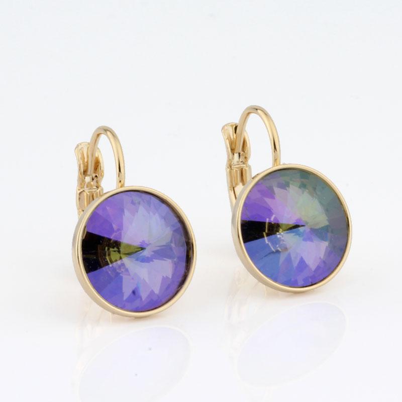 

Earrings 2020 New Crystals 12mm Round Drop Earrings Light Yellow Gold Color Cute Women's Elegant Party Wedding Jewelry