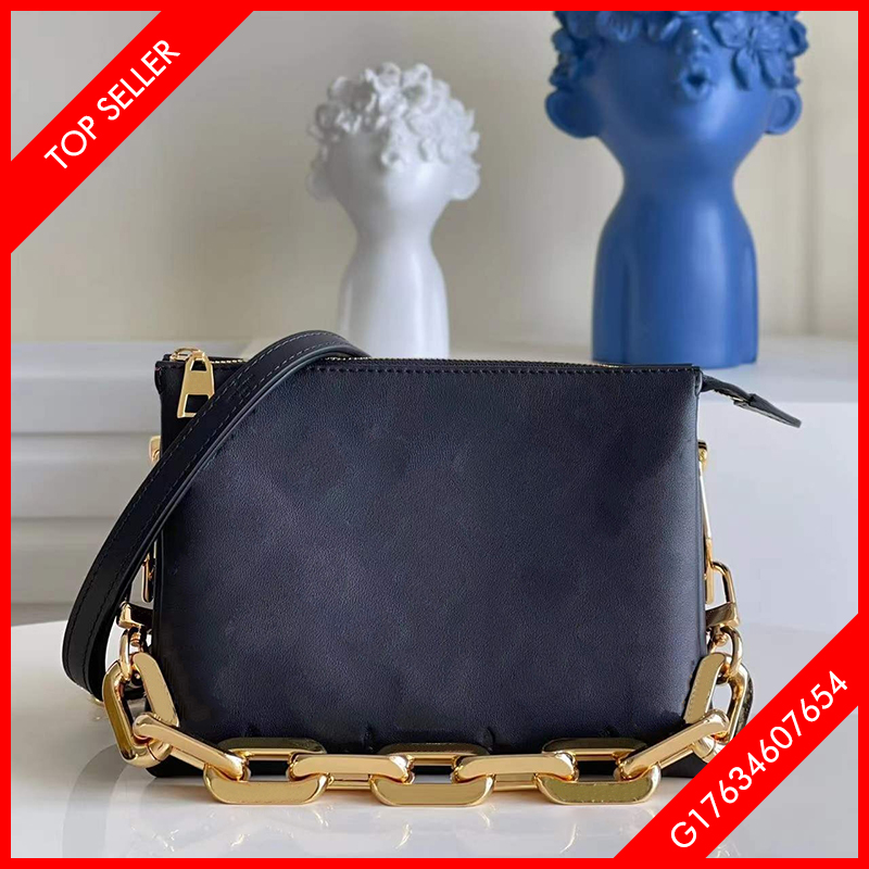

5A Top quality women bag coussin BB Genuine leather fashion metal chain shoulder crossbody bag 21CM with box, White