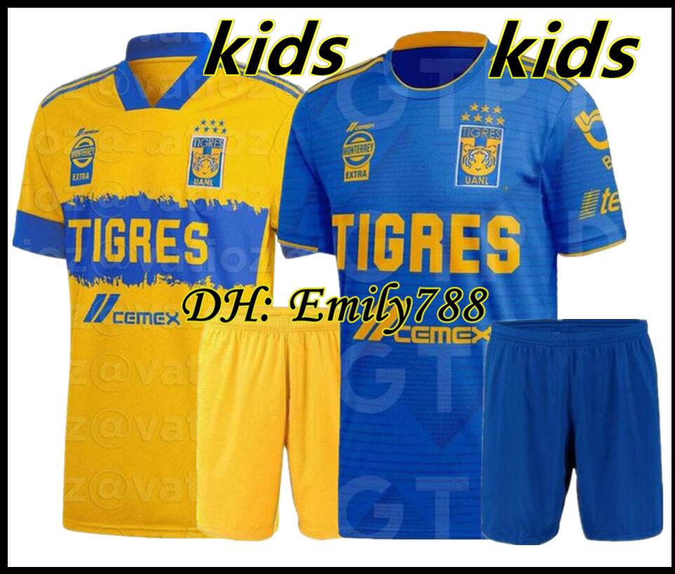 

Kids kits 2020 2021 Mexico club 7 star Tigres UANL home soccer jersey GIGNAC GUERRON 20 21 CHICHARITO R.MARQUEZ child football Shirt