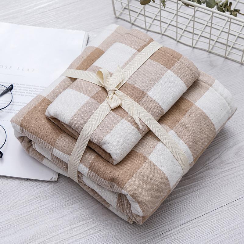 

Grid Style Cotton Towel Bath Face Towel Set for Home Daily Use Spa Sports Adults Beach Towels1, Green