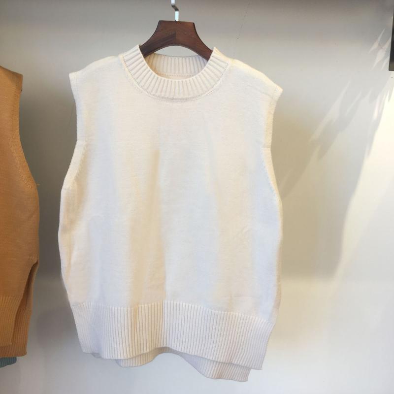 

Autumn Casual Women Vest Sleeveless Garment Sweet Cute Ladies Knitwear White Vest Girl Fashion Waistcoat Female Knitted Pullover, Black