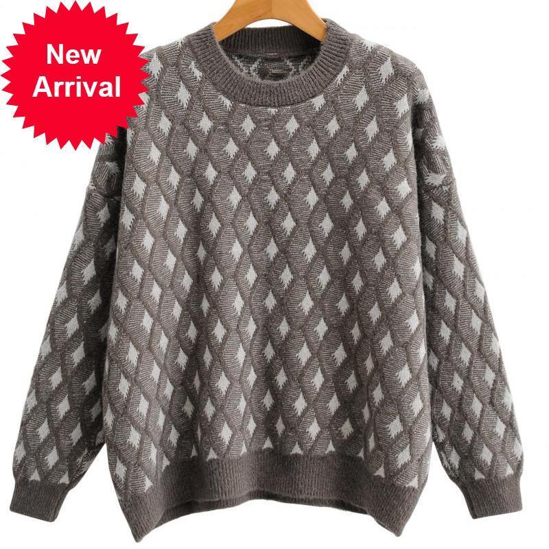 

High 2021 New Quality Luxury Design of Vintage Jumper Clothes Female Winter Casual Loose Mesh Sweater Top Dresses GYCQ, Beige