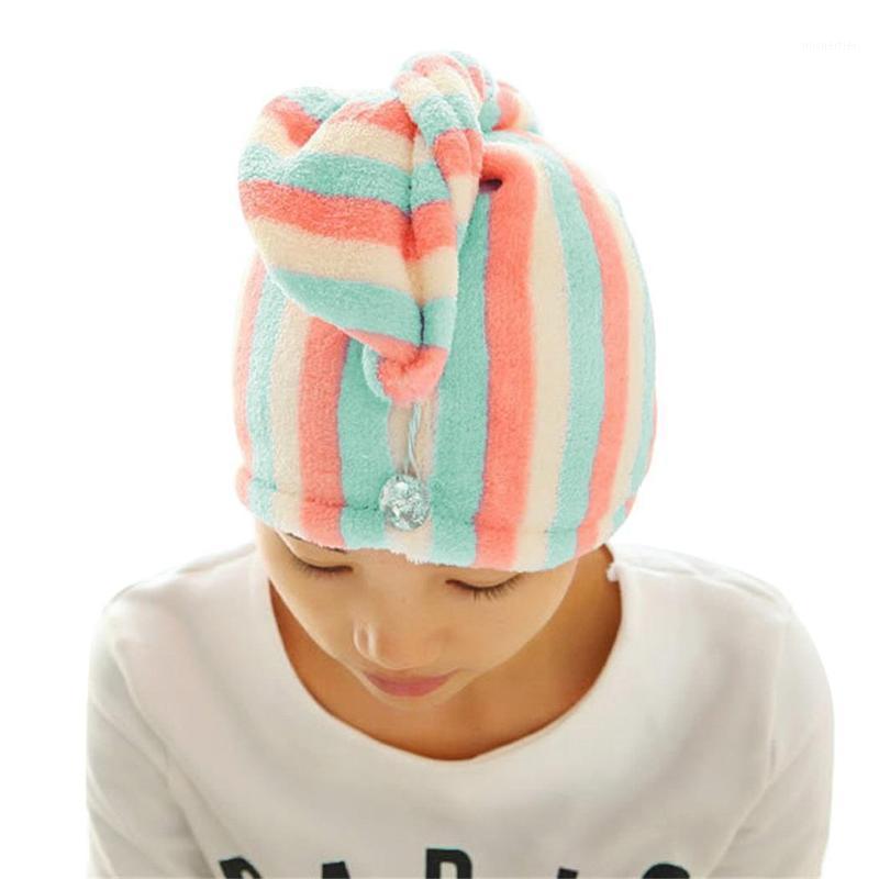 

Super Absorbent Hair Towel Turban Hair-Drying Cap Head Wrap Quick Dot, Striped Dry1, Pink