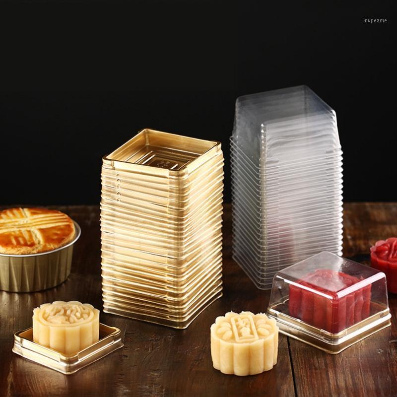 

100Pcs(50Set) Wholesale 50/80/100g Moon Cake Trays Moon Cake Packaging Boxes Gold Plastic Bottom Transparent Cover1