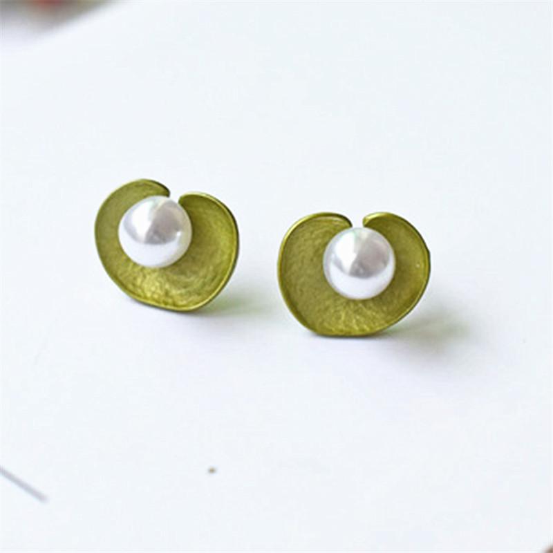 

Contracted ear clip Ms fresh beautiful earrings Fashion jewelry pearl paint geranium earrings ear clip Fine jewellery wholesale