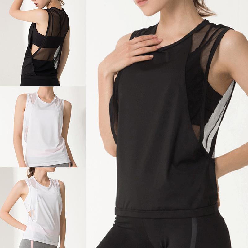 

Newly Women Solid Color Sleeveless Round Collar Quick Drying Vest for Summer Yoga Running 19ing1, White