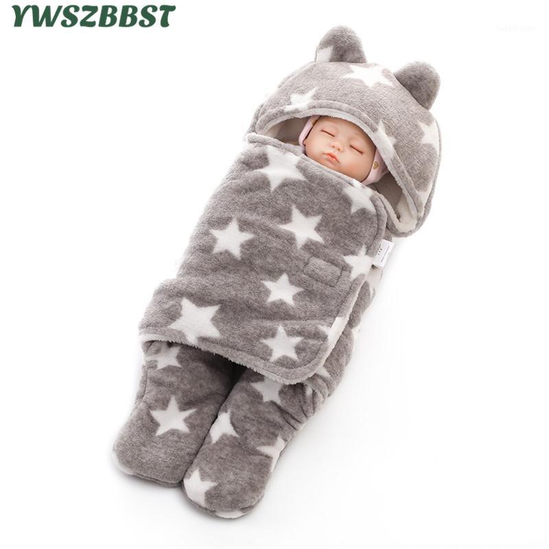 

New Winter Baby Blanket Thick Plus Velvet Swaddling Infant Boys Girls Thermal Soft Fleece Blanket Cartoon Bedding Set1, Blue smile star