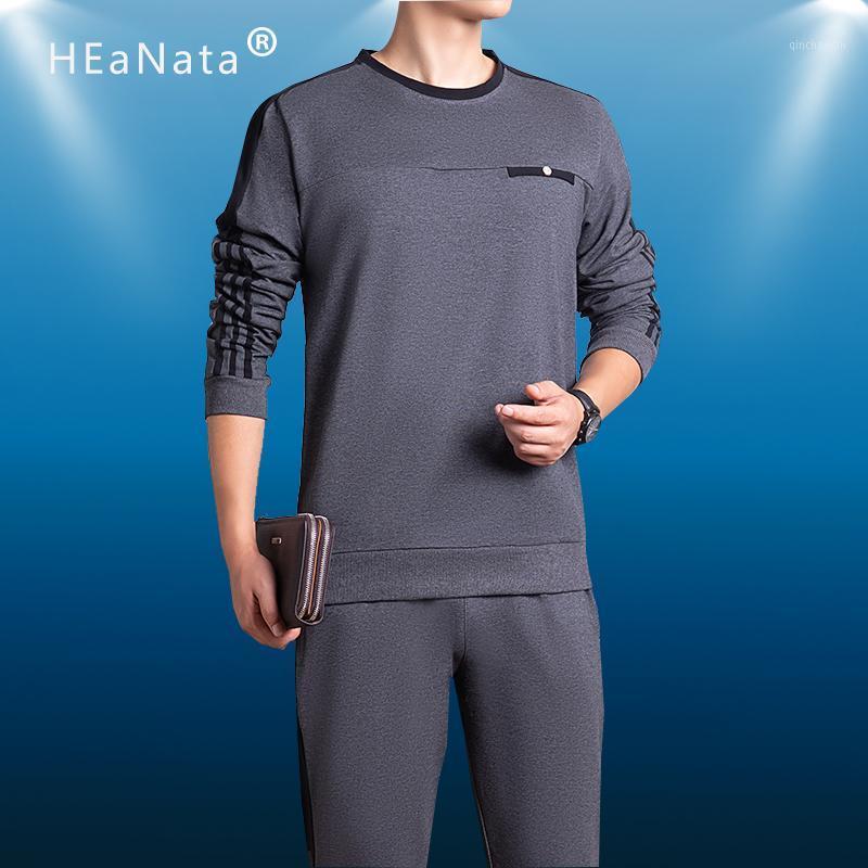 

Sport Running Tracksuit Set Men Cotton Sportswear Suit Autumn Winter Pullover Sweatshirt Gyms Outfit Sweatpants Male 2 Piece Set1, Black