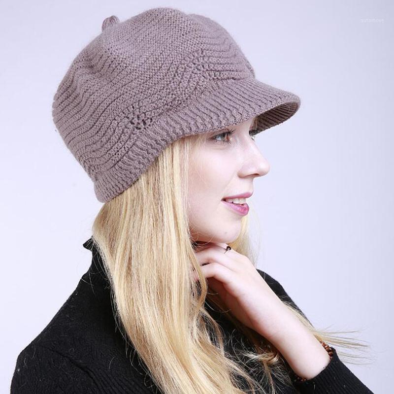

Winter Hats for Women Skullies Beanies Hand Made Hats 2020 NEW Women's Hat Knitted Cap Khaki1, Dark purple